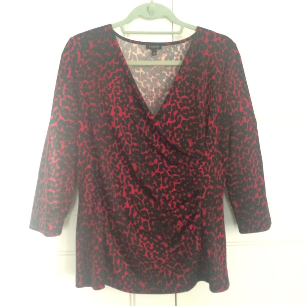 TALBOTS Sexy Red and Black Leopard Print Top